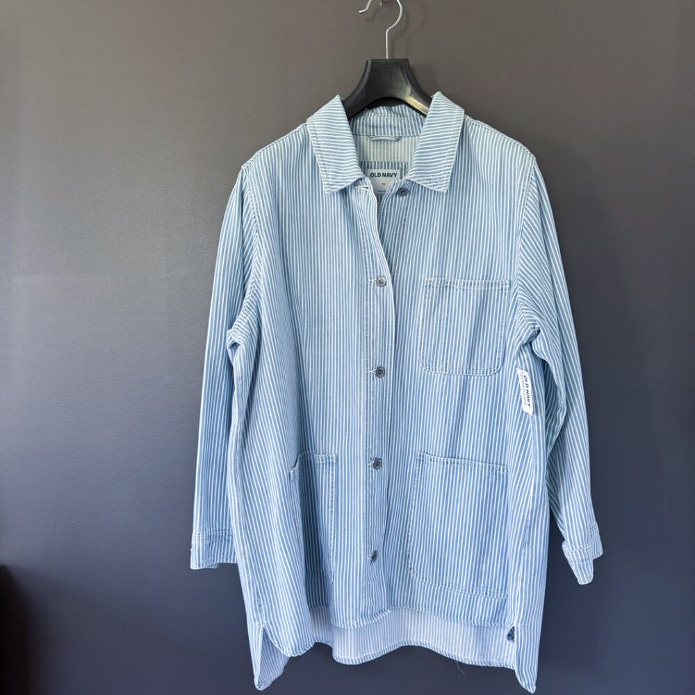 Old Navy Railroad-Stripe Jean Shacket PLUS 2X NWT
